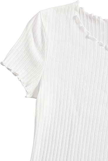 Women's Ribbed Knit Short Sleeve Crew Nekc Basic T Shirt Bodysuit