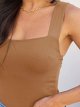 Womens Sexy Square Neck Sleeveless Tank Tops Bodysuits Clubwear