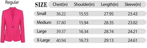 Womens Long Sleeve Blazers for One Button Hot Pink Blazer Women with Pocket